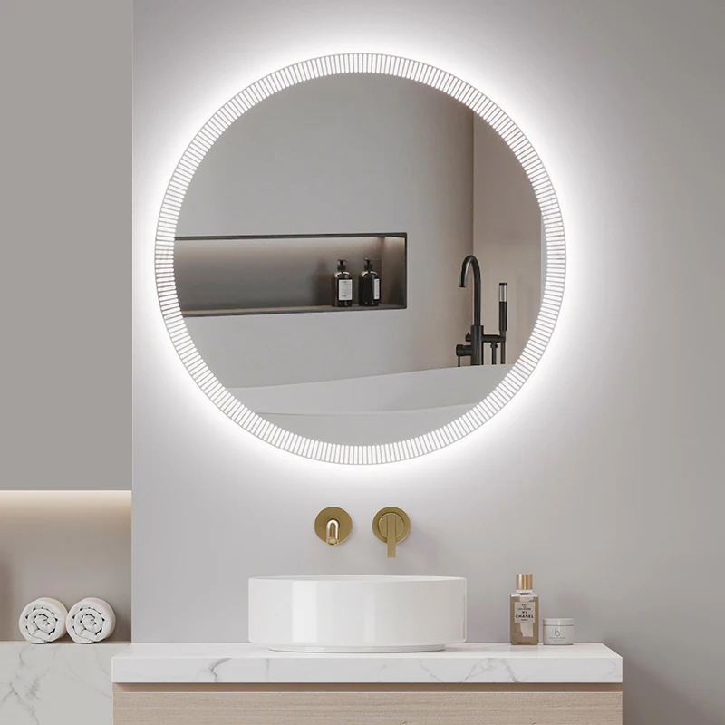 Creative Modern Design Smart Mirror Bathroom Round LED Wall-Mounted Frameless Art Bath Mirrors