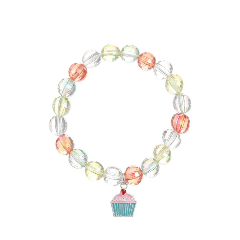 
Cute and exquisite alloy cake bracelet ice cream necklace children ring set 