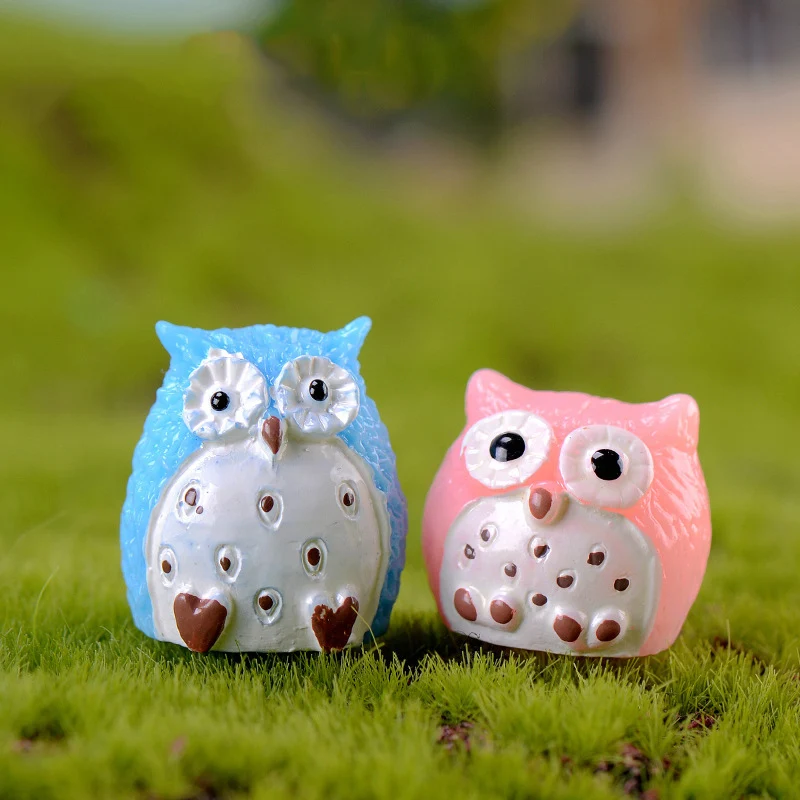 Cute Tiny Collectible Owl Model Micro Garden Decoration Craft Small Animal Birds Miniature figurines Kawaii Ornament