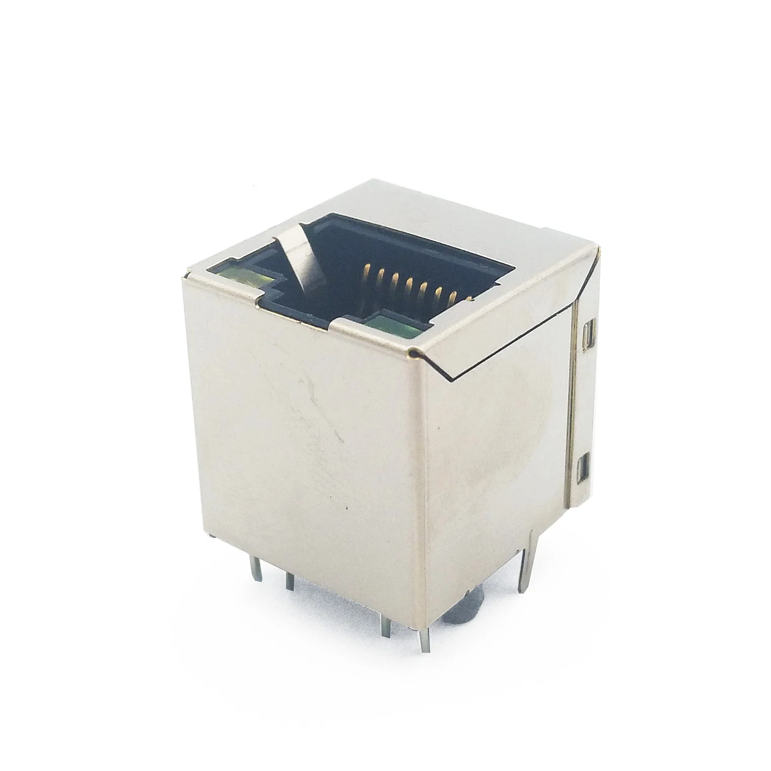 Hot selling 180 Degree 100M FILTER RJ45 Jack with LED 100 Megabyte transformer 4 circular rj45 shielded jack Network Connector