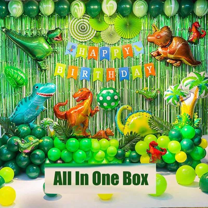 2022 High boy birthday decoration for boy jungle safari theme birthday dinosaur party balloon set banner favors supplies