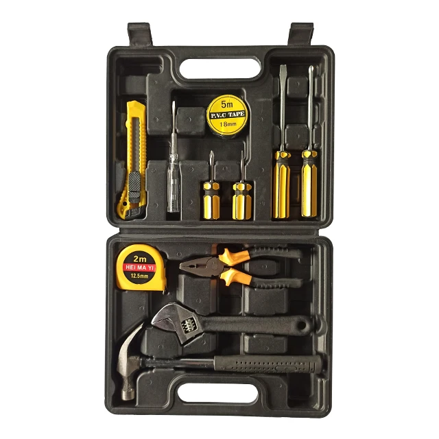 11Pcs Electric Blow Molding Wrench,Hammmer,Electric Tape,Screwdriver,Vise And Cutter Gift Tool Set