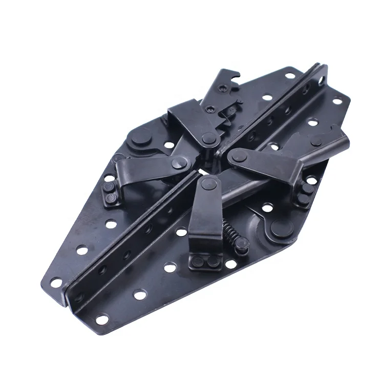 Metal Black H230mm Lounge Chair Lifting Up Three Fold Ratchet Sofa Cum Bed Adjustable Mechanism Folding For Furniture Hinges