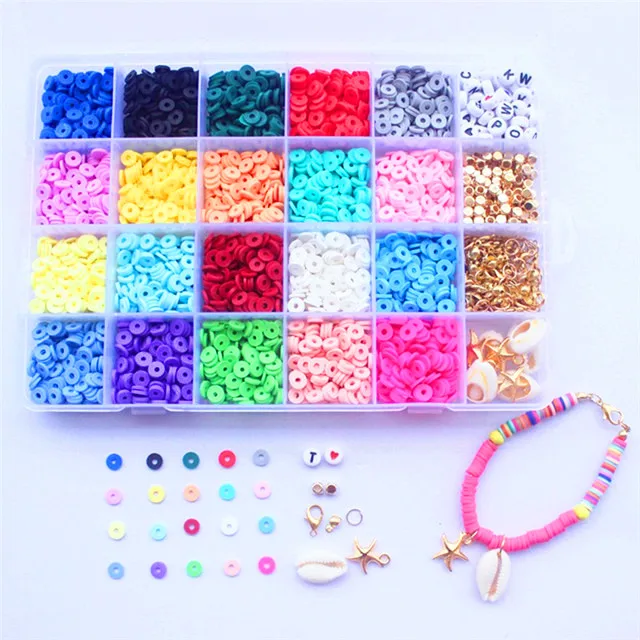 24 Gauge Pottery Bead 6mm Chip Box Color Round Bohemian Bracelet Necklace Accessory Accessories DIY Pottery Slice Hand String Ga