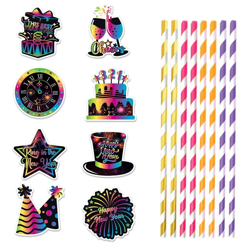 New Year Party Decoration Straw Insertion Plug-in Components Festival Atmosphere Arrangement Plug