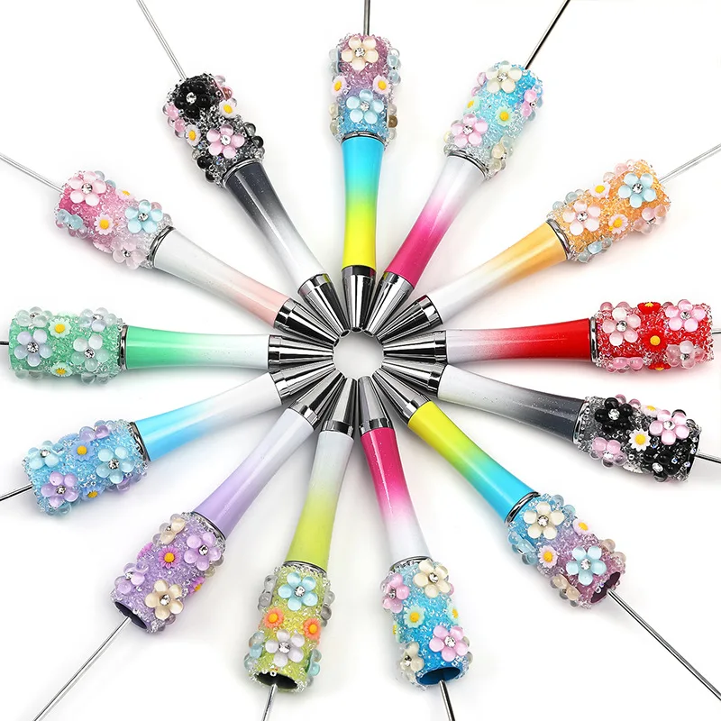 DIY Bead Ballpoint Pen Cute Flower Pens for Students Teacher Bridal Graduation Christmas Gift Multi-color Pen