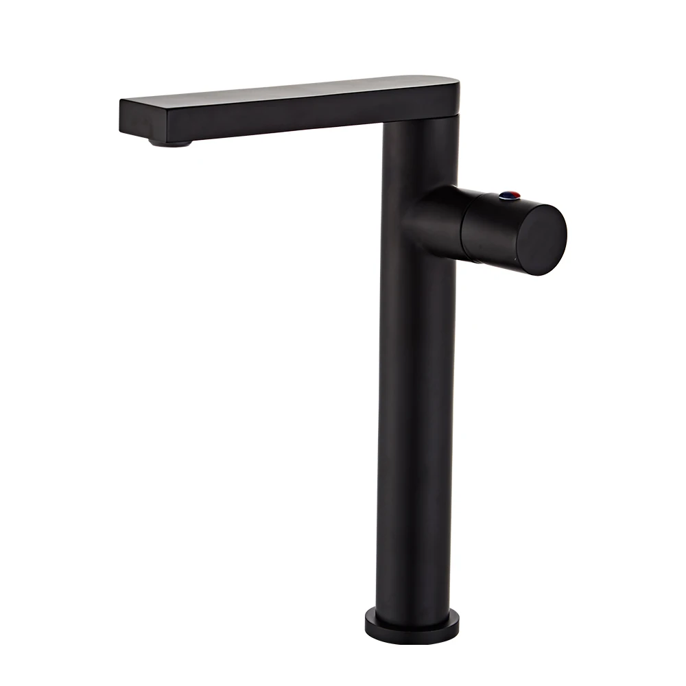 Solid Brass Black 7-shaped Bathroom Faucets Hot and Cold Water Mixer Single handle Bathroom Taps Basin Mixer Washbasin Faucet