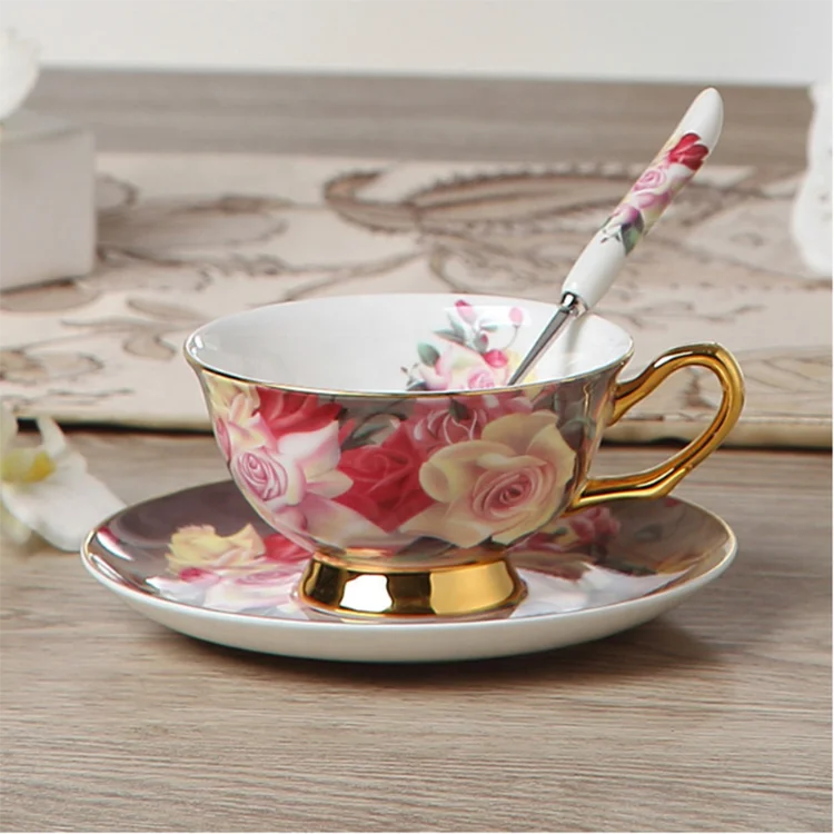Tangshan Manufacturer Supply High Quality Grade A Fine Bone China 15pcs Royal Luxury Porcelain Tea Set Accept For Customize
