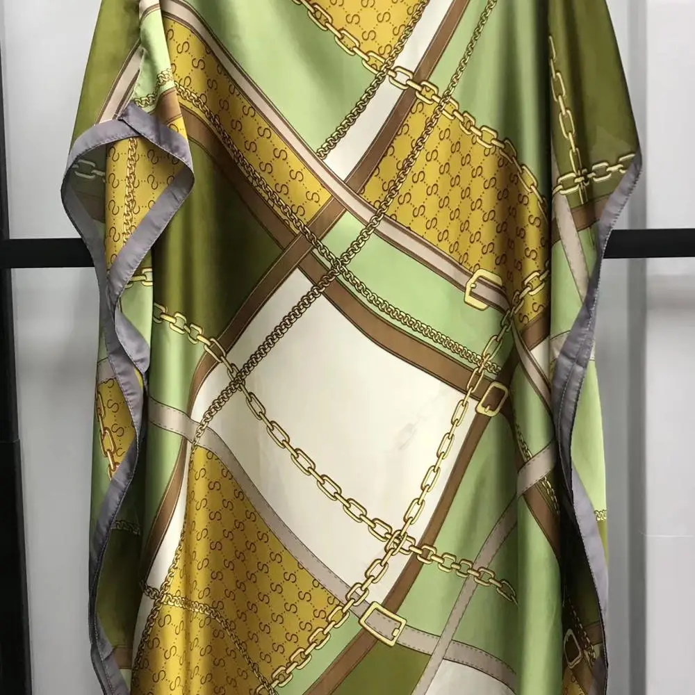 
Plus size belt chain pattern women luxury silk multipurpose dress 