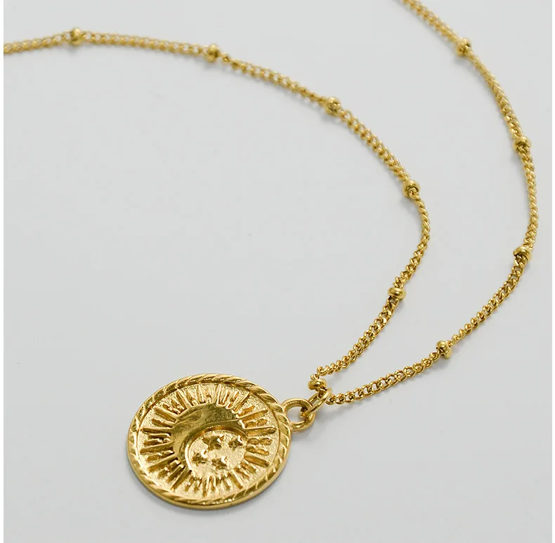 2020 Christmas Gift Stainless Steel Sun Star and Moon One Coint Pendant Necklace