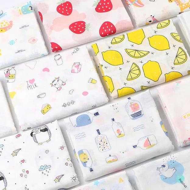 Двухслойная детская марлевая ткань из 100% хлопка для банного полотенца, покрывала, одеяла, слюны, тканевые подгузники