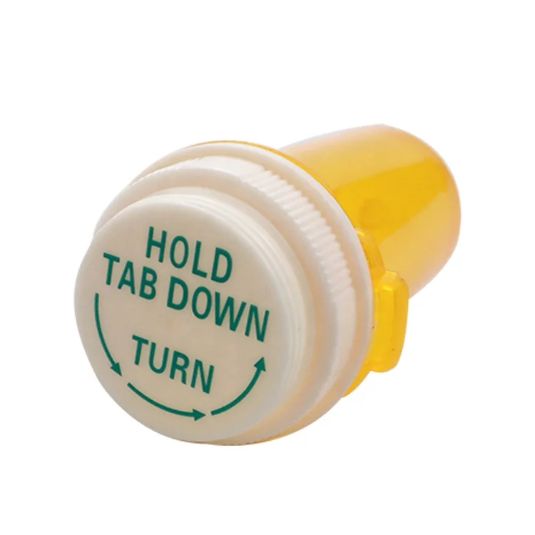 10dram Child resistant amber empty plastic 1 dram 20 dram thumb tab vial with child resistant cap