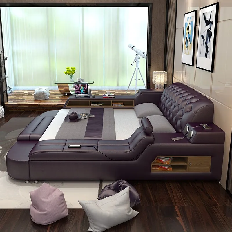 CBMmart Audio Massage Double 1 M 8 Soft Master Bedroom Functional Tatami Bed Multifunctional Leather Bed