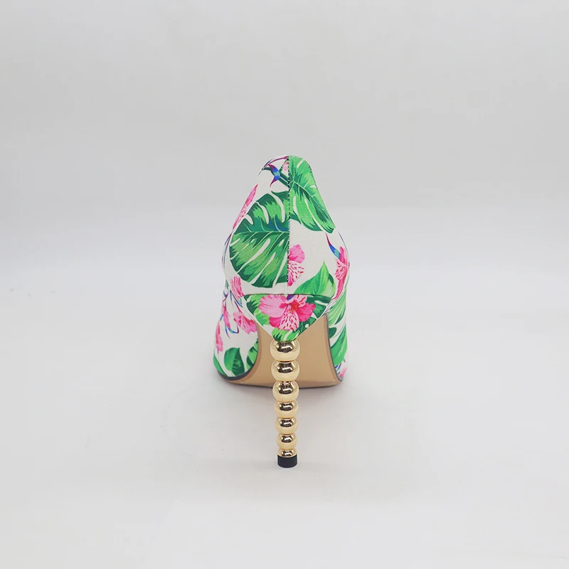 Stiletto Heels Fall Shoes Women Pumps Printed Flower Gold Heel Popular Fashion Wears 2022 Shoe