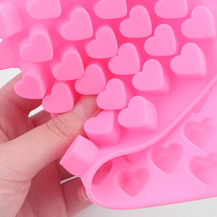 Eversoul 55-Cavity Silicone Reusable Candy Chocolate Molds Mini Heart Shaped Silicone Molds For Cake Tools