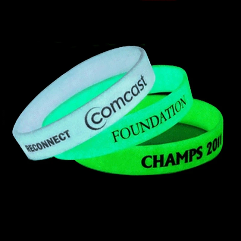Custom Logo Sports Embossed Printing Silicone Wristband Custom Luminous Silicone Wristband
