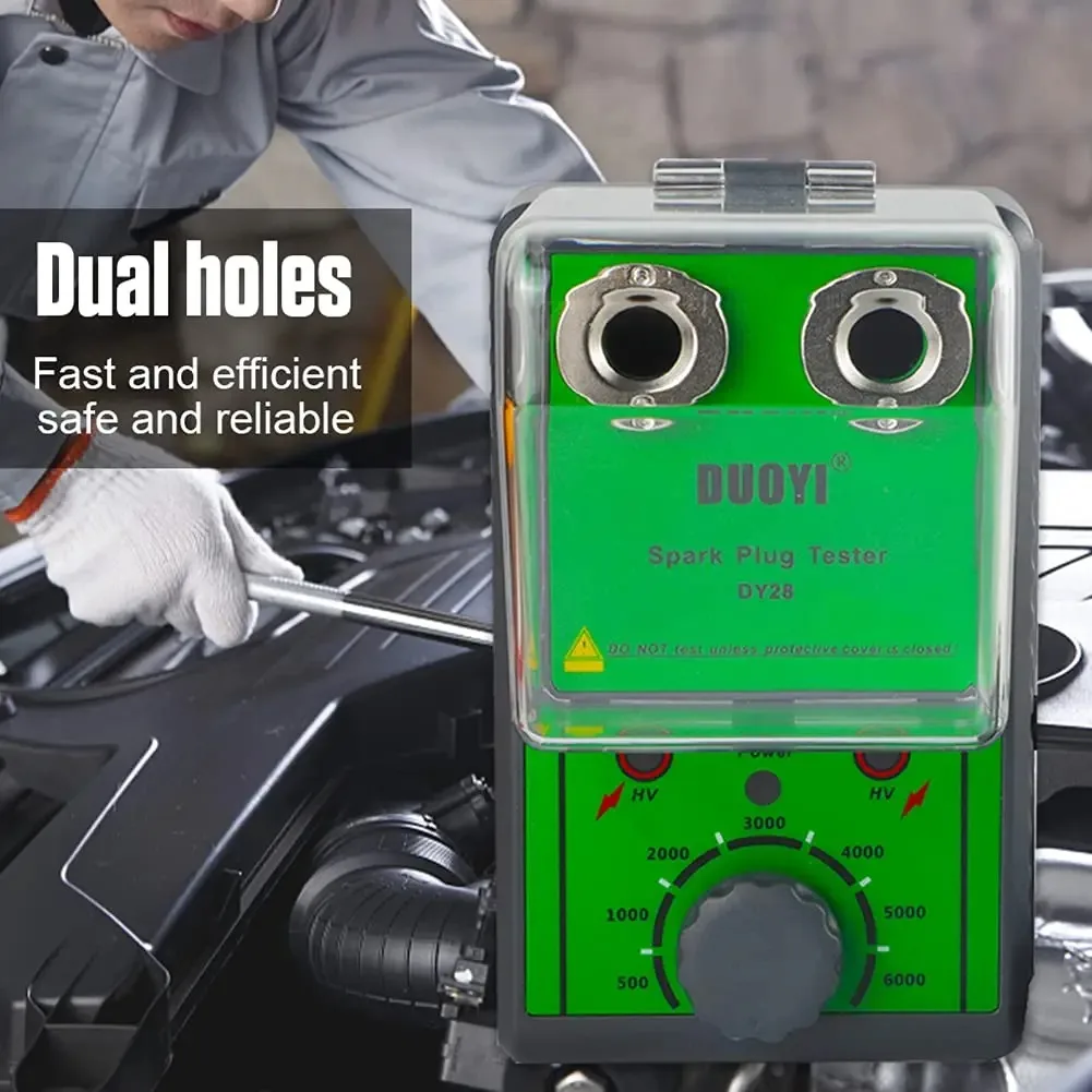 Spark Plug Tester Dual Holes Automotive Engine Ignition Coil Tester 0 to 6000RPM Adjustable Working Frequency Car Motorcycle