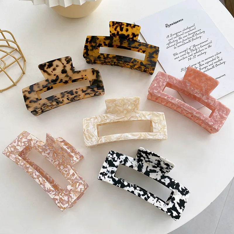 Hair Accessories Mini to XL 13cm Cellulose Acetate Tortoise Shell Rectangle Extra Large Jumbo Thick Hair Claw Clips for Women