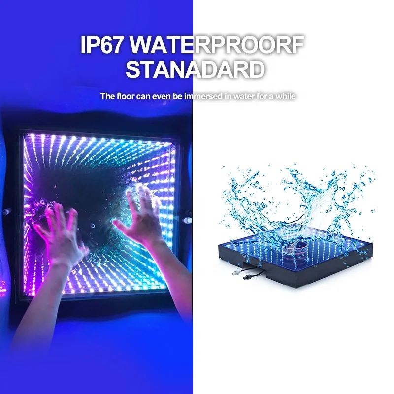 Latest WIFI Control Color Jumping Interactive Mirror LED Outdoor Dancing floor