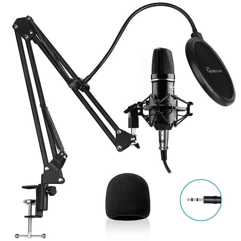 XLR Microphone Kit With Microphone Arm Set  With Monitor Function Condenser Podcast Studio Mic For PC