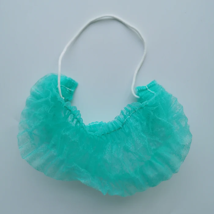ISO13485 Food safe disposable machine made beard mask PP non woven beard covers with head elastic