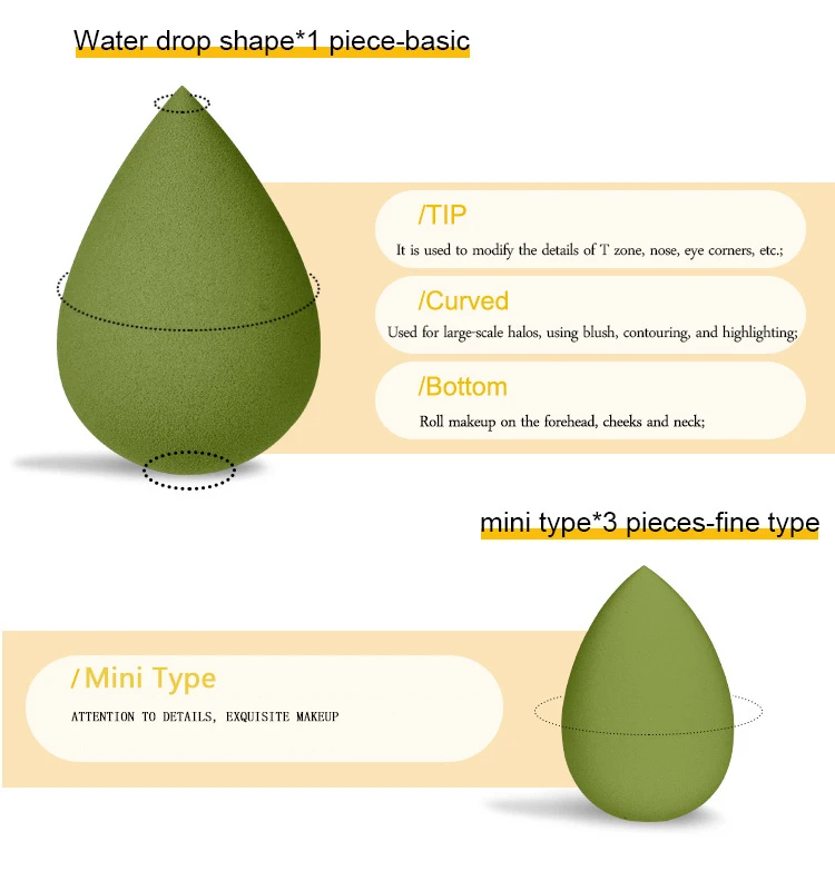 Custom Logo 14pcs Makeup Sponge set Foundation Latex Free Beauty Cosmetics Puff Face Makeup Sponges With Bottle