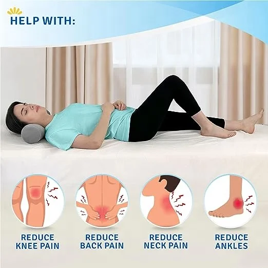 Cylinder Round Pillow for Pain Relief | Memory Foam Cervical Neck Roll Pillow for Sleeping Support with Removable Washable Cover