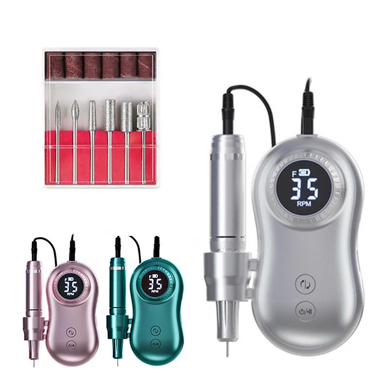 High Quality Nail Drill Machine 35000RPM Professional  Manicure Machine Portable Rechargeable LCD Display Nail Drill