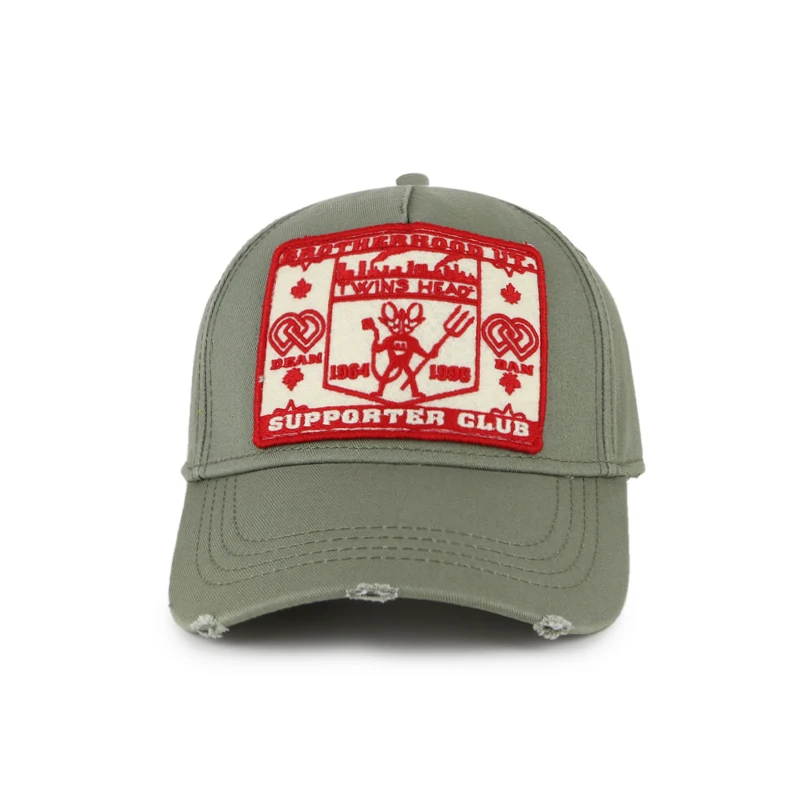 Souvenir market wholesale baseball cap with big patch and broken visor