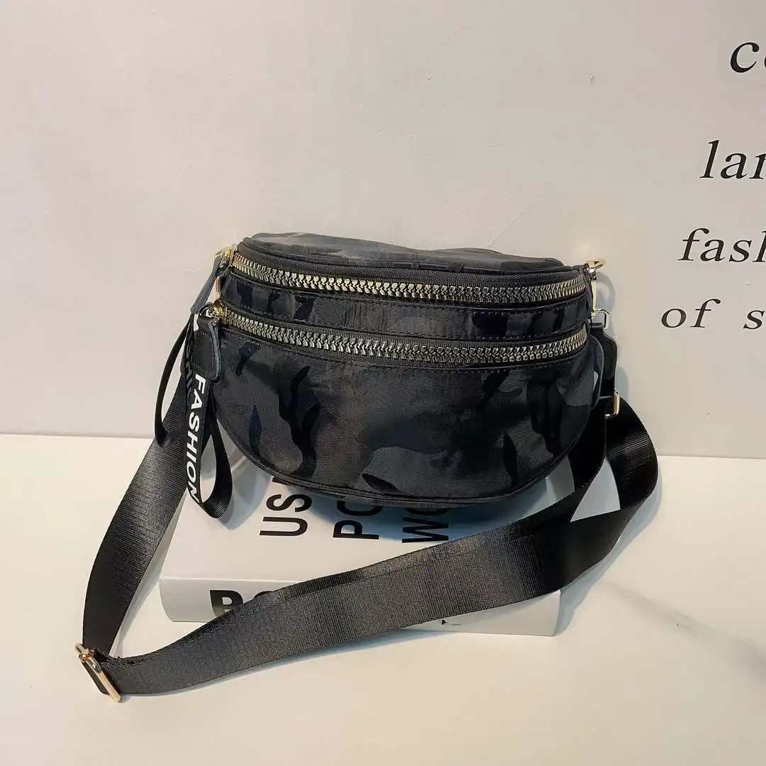 New Chest Bag Oxford Cloth Waterproof Ladies Waist Bag Travel Bum Bag Double Zipper Crossbody Fanny Pack