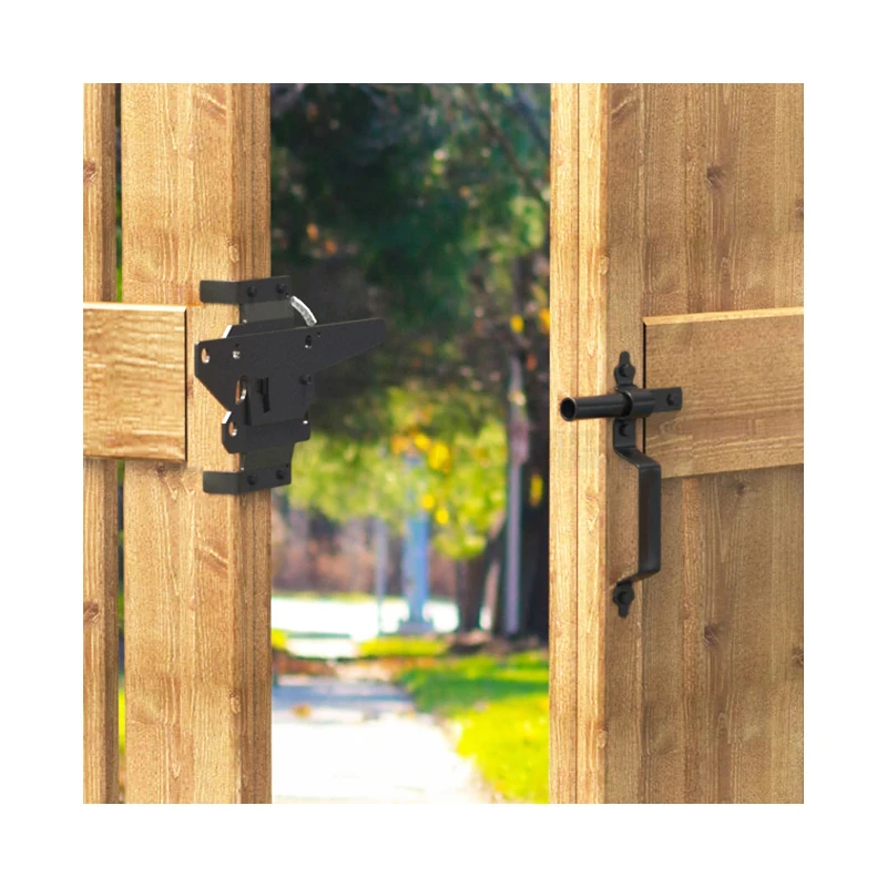 Self-Locking Spring Gate Latch Heavy Duty Post Mount Automatic Gravity Lever Wood/PVC Fence Gate Lock For Hardware Accessories