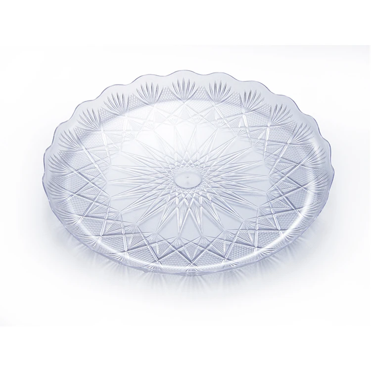 Round plastic serving tray transparent plates