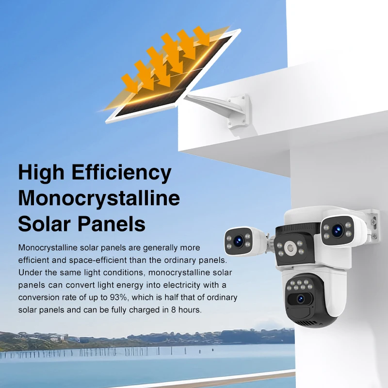 BG621SR 9MP 4G Battery Outdoor Three-Lens Zoom Outdoor PTZ Camera Night Vision Full Color Two Way Voice 4G Solar Outdoor Camera