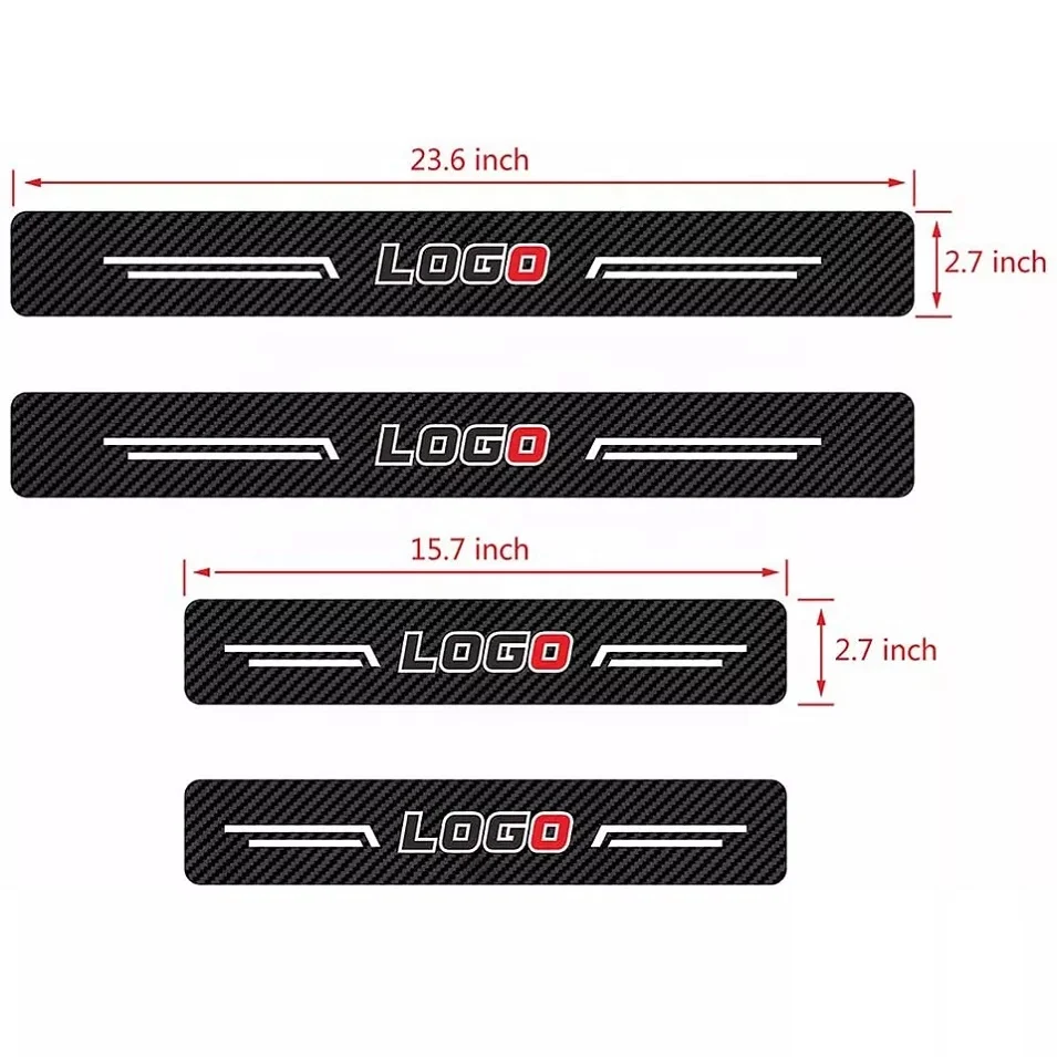 4pcs Set Carbon Fiber car door sill anti scratch stickers car door edge guard seal strip with car logos for auto accessories