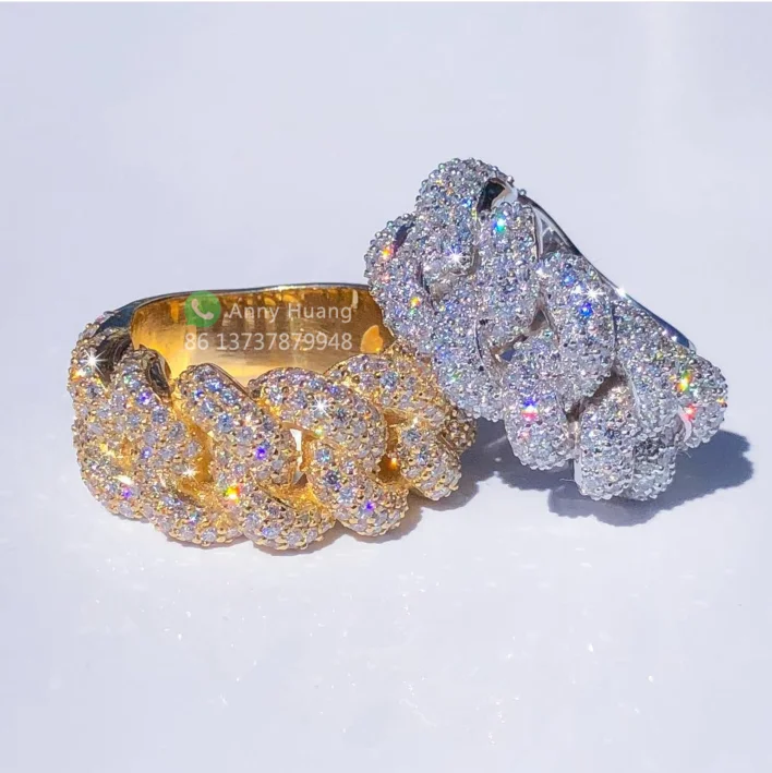 2021 Hot Sale Hip Hop Jewelry Customized MOB Initial Ring 925 Silver VVS Moissanite Diamond Ring Mens Rings