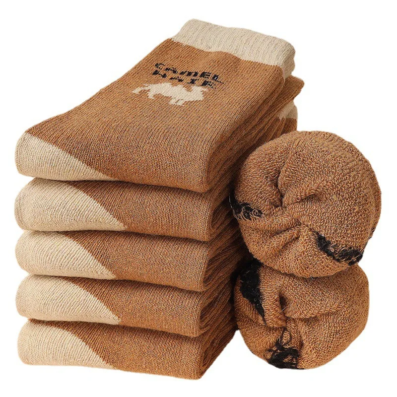 KTK Extremely thick warm heated cushion terry camel hair wool socks women socks