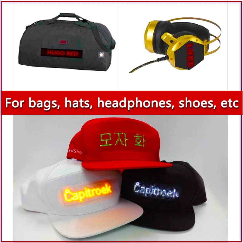 12X2cm Pixel 5*36 Programmable Flexible Mini Led Screen Sheet Advertise Promotion Hat Shoes Built in flexible LED Strip display