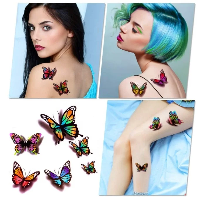 wholesale Temporary Glue Tattoo colored Body fake tattoo Sticker Disposable Hand Foot Body Tattoo