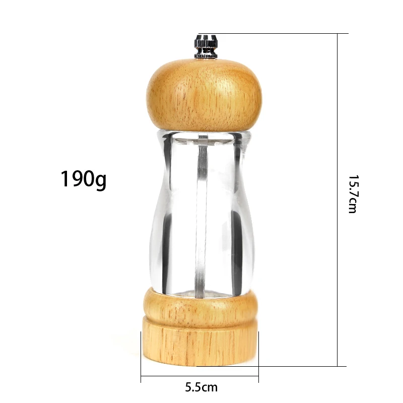 Popular 5.5inch Wooden Spice Pepper Grinder / Salt And Pepper Mill
