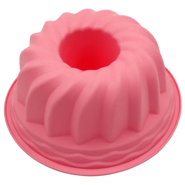 Non Stick Silicone Spiral round chiffon donut Cake Mold 9 inch Fluted Tube Cake Pan molde