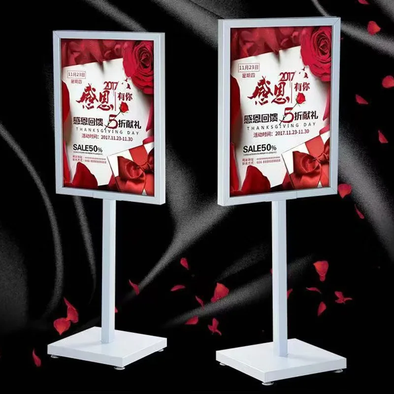Aluminum Frame Menu Board floor stand sign retail metal frame display indoor billboard advertising equipment Poster Snap Frame