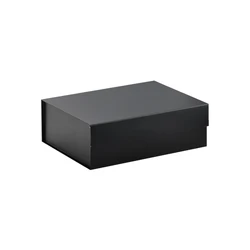 In stock low MOQ black color rigid flat magnetic folding gift box for gift pack