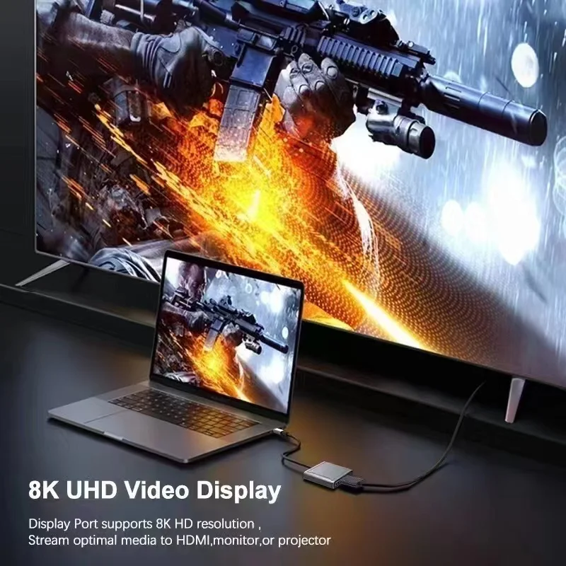 Новинка 2021 алюминиевая док-станция 3 в 1 с USB C на Displayport 0 DP 4 8K 60 Гц 4K 144 100 Вт PD