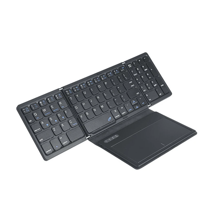 3-fold wireless bluetooth 84-key keyboard mini pocket third fold touchpad foldable 84-key keyboard mini folding bt 3.0 wireless