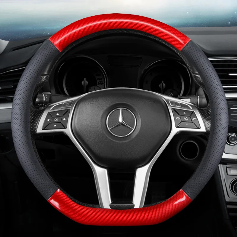 Automobile supplies new carbon fiber leather automobile steering wheel handle cover is directly supplied by the manufacturer