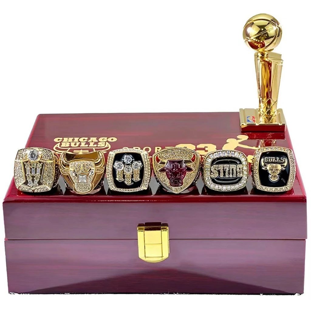 Customized NB A basketball Chicago championship ring set Display Gift Box Kobe Bryant Jordan 7pcs Lakers Bulls Ring Set