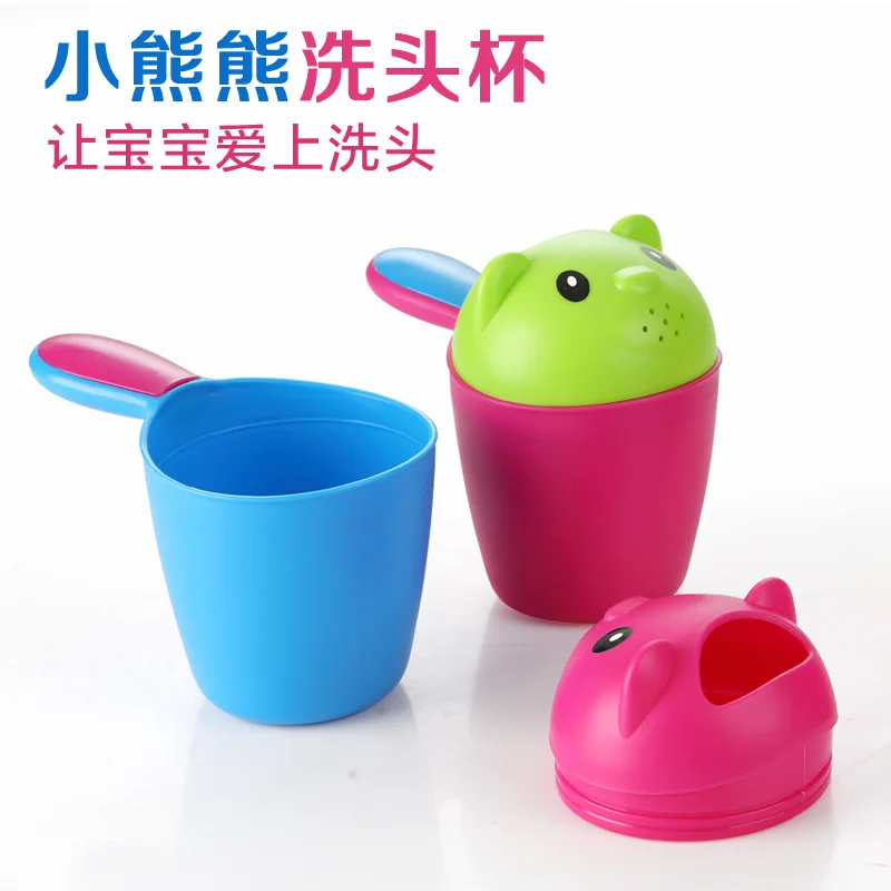 Child Wash Hair Shower Products Tubs Plastic Baby Shampoo Rinse Cups Kids Water Bath Nozzles Cute Cartoon Baby Bath Cup