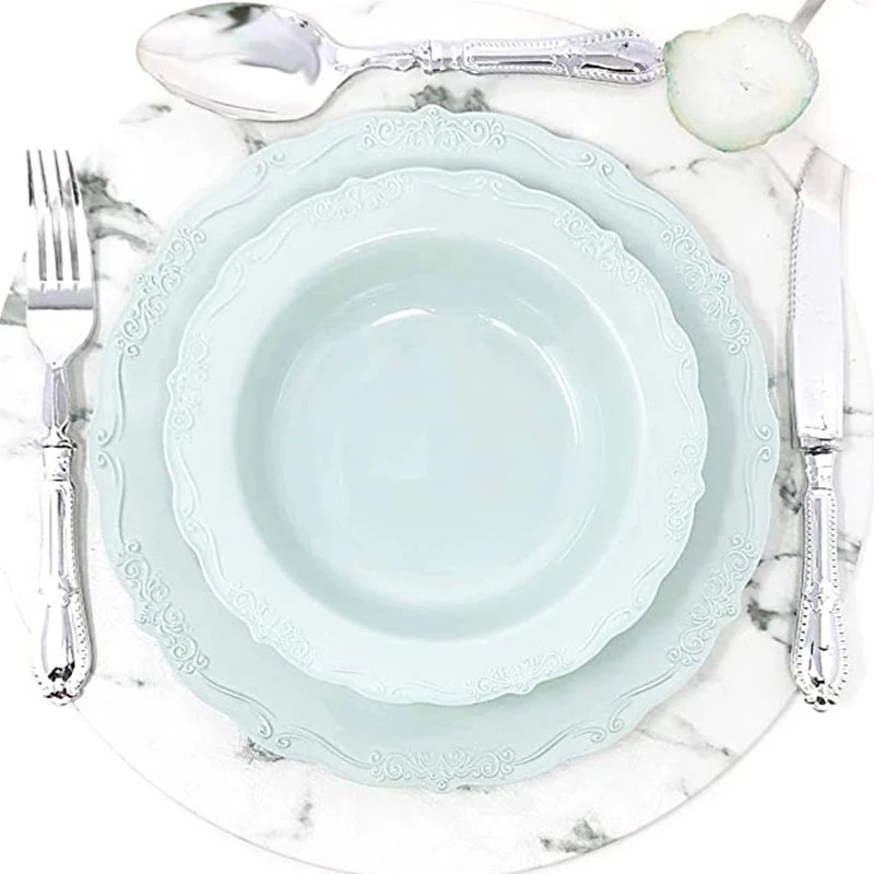 7.5/9/10.25 Inch Wedding Birthday Party Tableware Supplies Disposable Plastic Dinner Plates