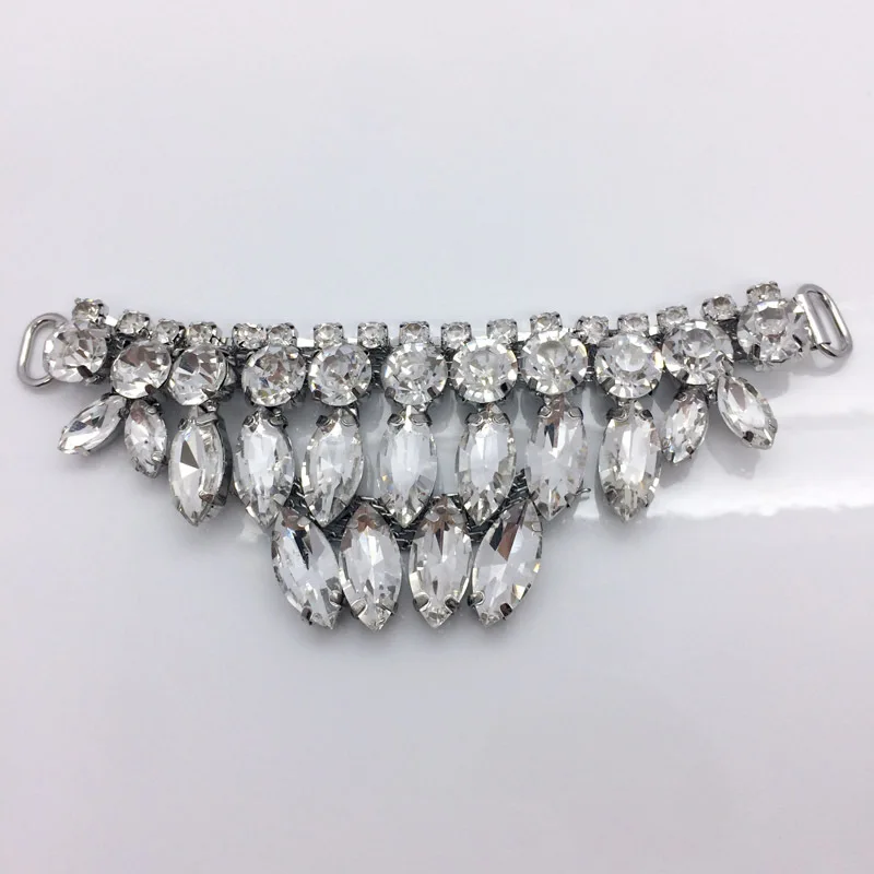 HJ Pointed Toe Burnished Chain Rhinestone Shoe Buckle Glitter Shoe Flower Hundred Shoes Buckle Accessories