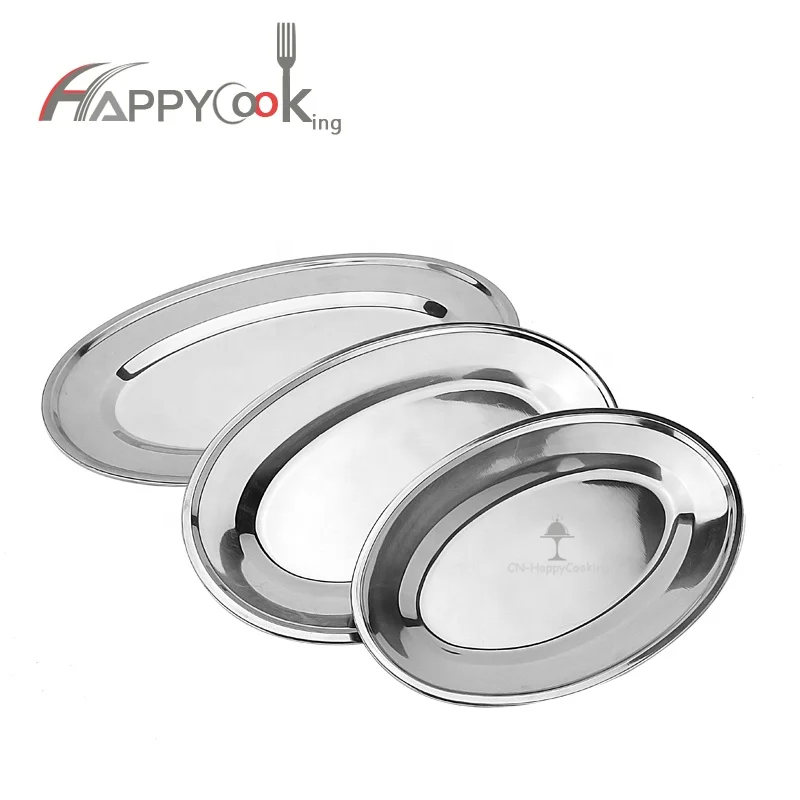 Factory direct customizable stainless steel oval serving tray